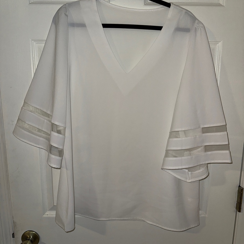 Elegant White V-Neck Women's Top